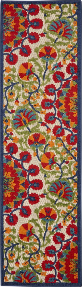 Red and Multicolor Indoor Outdoor Runner Rug